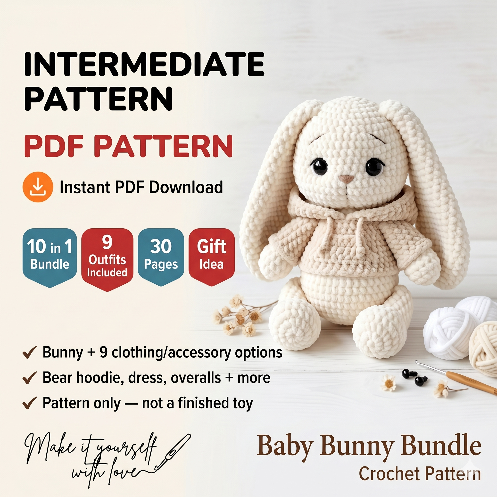 10 in 1 Baby Bunny in Clothing Crochet Pattern Bundle 2