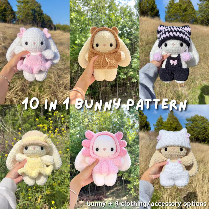 10 in 1 Baby Bunny in Clothing Crochet Pattern Bundle 2